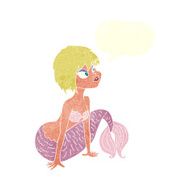 cartoon pretty mermaid with speech bubble N37