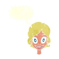 cartoon happy woman with speech bubble N254