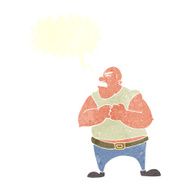 cartoon violent man with speech bubble N16