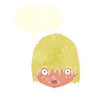 cartoon staring woman with speech bubble N45