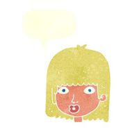 cartoon surprised woman with speech bubble N239