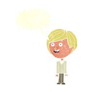 cartoon happy surprised boy with speech bubble N10