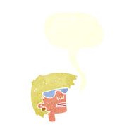 cartoon female face with glasses speech bubble N10