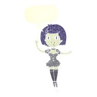 cartoon happy vampire girl with speech bubble N39