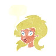 cartoon pretty surprised woman with speech bubble N9