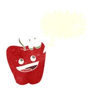 happy apple cartoon with speech bubble N5