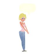 cartoon content woman with speech bubble N10