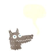 cartoon wolf head with speech bubble N29