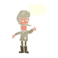 cartoon old man in poor clothes with speech bubble N9