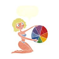 cartoon bikini girl with beach ball speech bubble N10