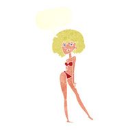 cartoon woman in bikini with speech bubble N50