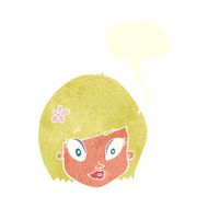 cartoon happy female face with speech bubble N178