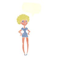 cartoon happy woman with hands on hips speech bubble N19