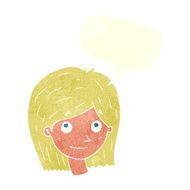 cartoon happy female face with speech bubble N179