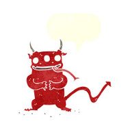 cartoon little demon with speech bubble N28