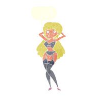 cartoon woman in lingerie with speech bubble N48