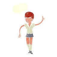 cartoon pretty girl asking question with speech bubble N6