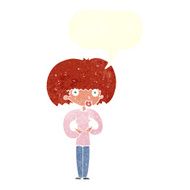 cartoon surprised woman with speech bubble N241