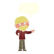 cartoon bearded man pointing with speech bubble N10