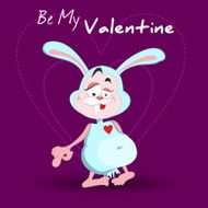 Rabbit with heart Romantic card Valentine&#039;s day illustration