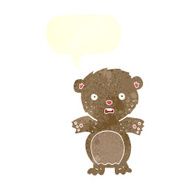 frightened teddy bear cartoon with speech bubble N2