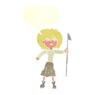 cartoon woman with harpoon speech bubble N10