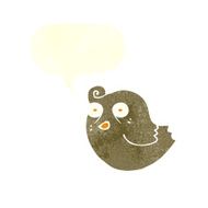 funny cartoon bird with speech bubble N129