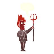 cartoon devil with pitchfork speech bubble N29