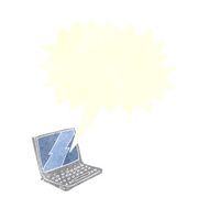 cartoon laptop computer with speech bubble N10