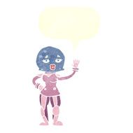 cartoon female astronaut with speech bubble N30