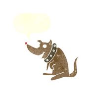 cartoon happy dog in big collar with speech bubble N10