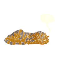 cartoon resting tiger with speech bubble N10