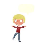 cartoon startled boy with speech bubble N29