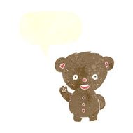 cartoon teddy bear waving with speech bubble N11