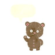 cartoon teddy bear waving with speech bubble N12