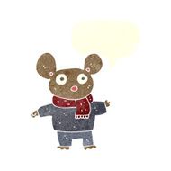 cartoon mouse in clothes with speech bubble N10