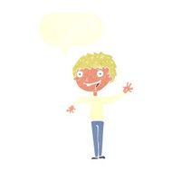 cartoon happy boy waving with speech bubble N20