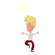 cartoon frightened man with speech bubble N82