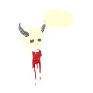 cartoon spooky halloween skull with speech bubble N9