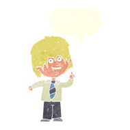 cartoon school boy with idea speech bubble N28
