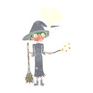cartoon witch casting spell with speech bubble N20