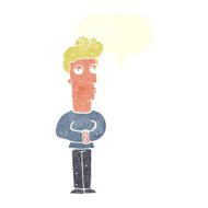 cartoon jaded man with speech bubble N16