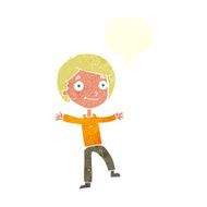 cartoon excited boy with speech bubble N144