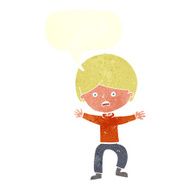 cartoon boy panicking with speech bubble N29
