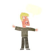 cartoon frightened man with speech bubble N83