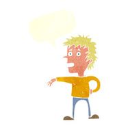 cartoon man making dismissive gesture with speech bubble N20