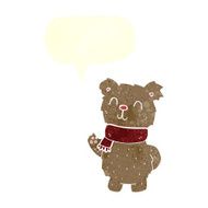 cartoon waving teddy bear with speech bubble N26