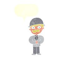 cartoon man in bowler hat with speech bubble N2