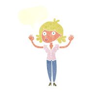 cartoon woman surrendering with speech bubble N9
