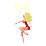 cartoon dancing woman with speech bubble N50